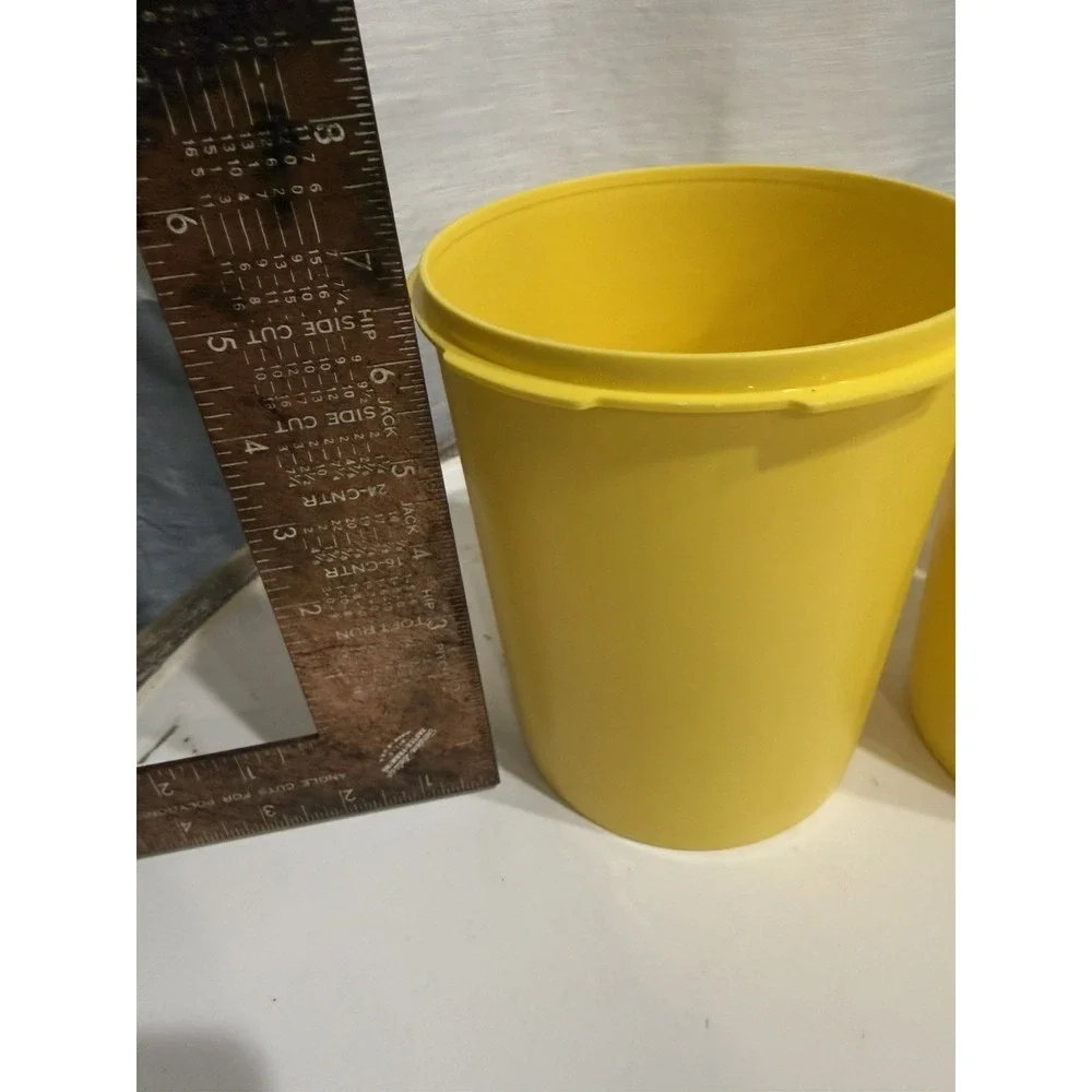 Vintage 1970s Yellow Tupperware Servalier Canisters Set of 6 with Lids Nesting